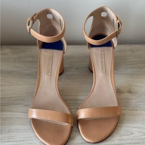 Stuart Weitzman Nude Block Heel Sandals